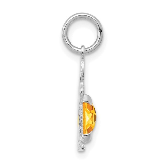 14K White Gold Boy 6x4 Oval Genuine Citrine-November 21 mm x 12 mm - Picture 2 of 3